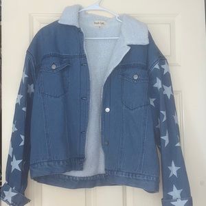 Never Worn- Jean Jacket with Stars on Sleeves
